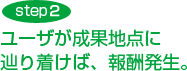 STEP2：ユーザが成果地点に辿り着けば、報酬発生